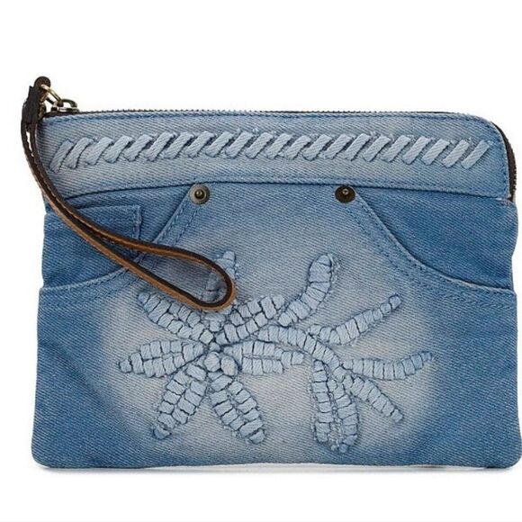 Patricia Nash Rosley Denim Wristlet w/Leather Trim - Picture 1 of 8